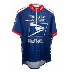 Nike USPS United States Postal Service Cycling Jersey Mens Large Blue Trek Italy
